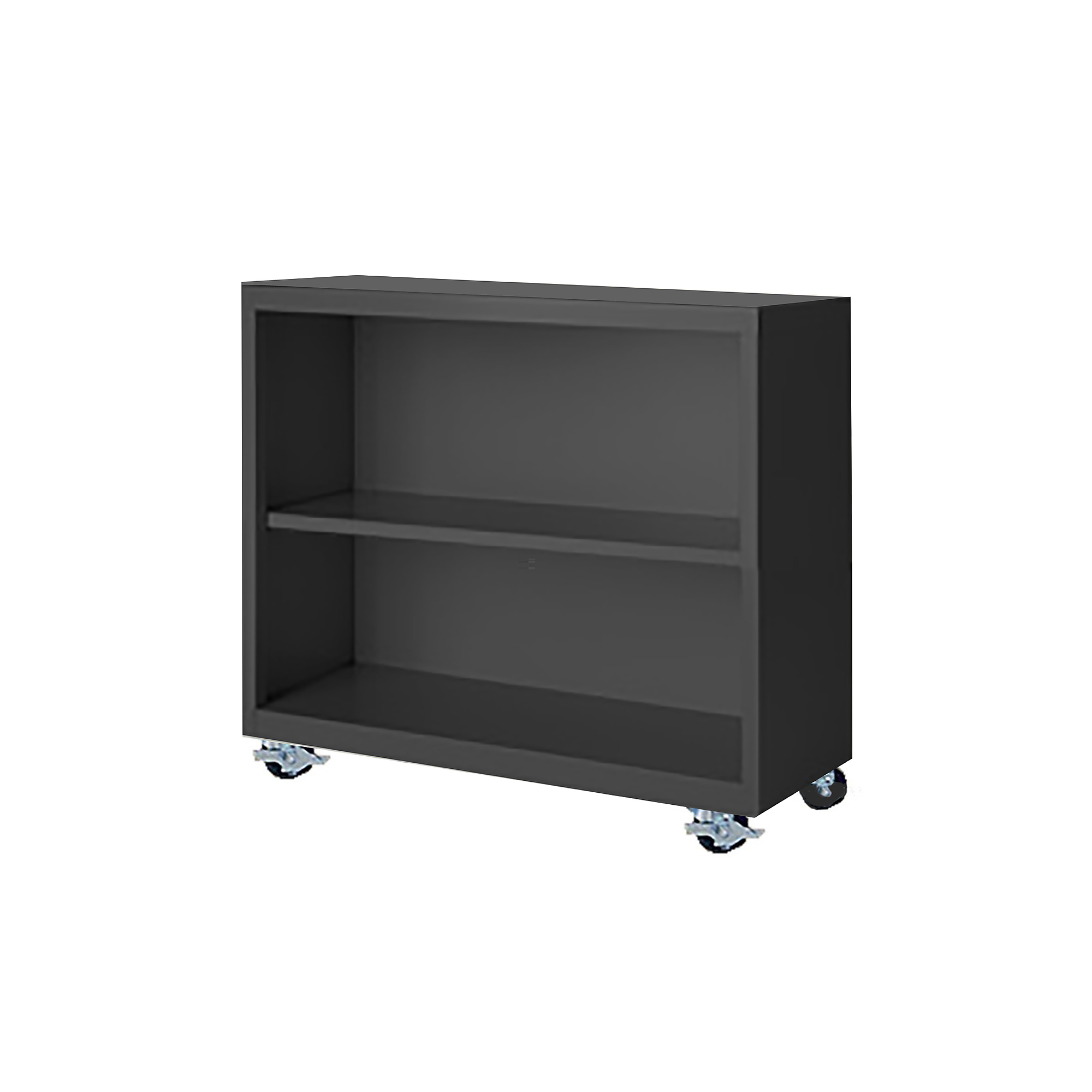 Steel Cabinets USA, 36in.x18in.x33in. Charcoal Mobile Bookcase Assembled, Height 33 in, Shelves (qty.) 2, Material Steel, Model# MBCA-363318-C